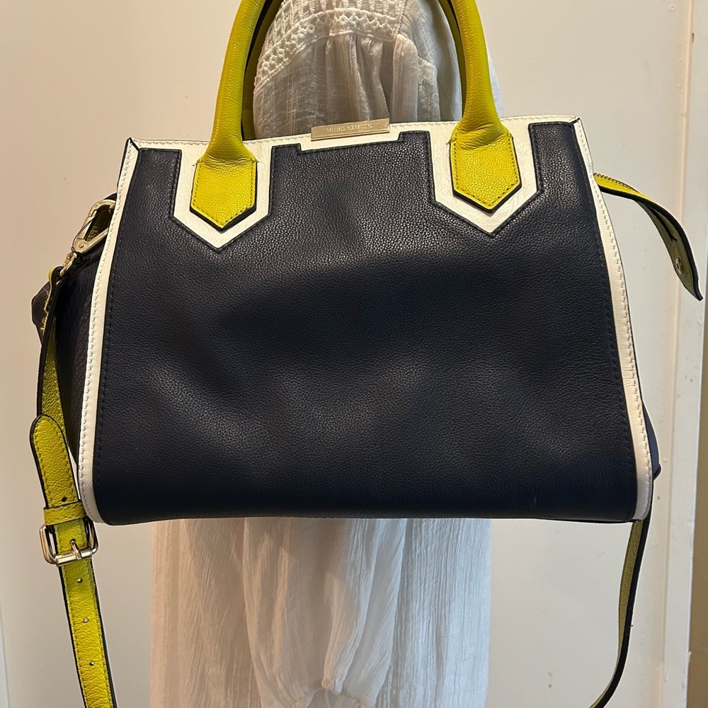 Vince Camuto Navy and Yellow Handbag